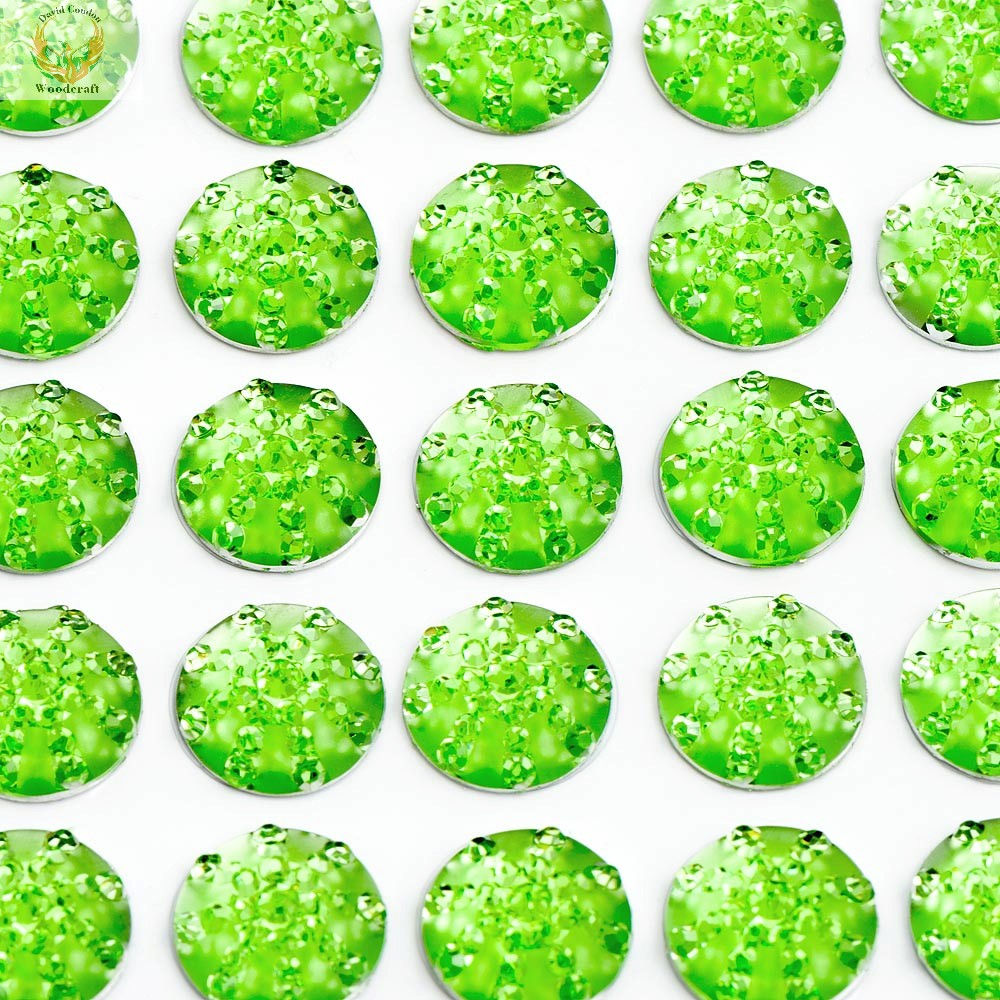 10mm Green Sparkle Encrusted Jewels on Sheet (50 pcs)