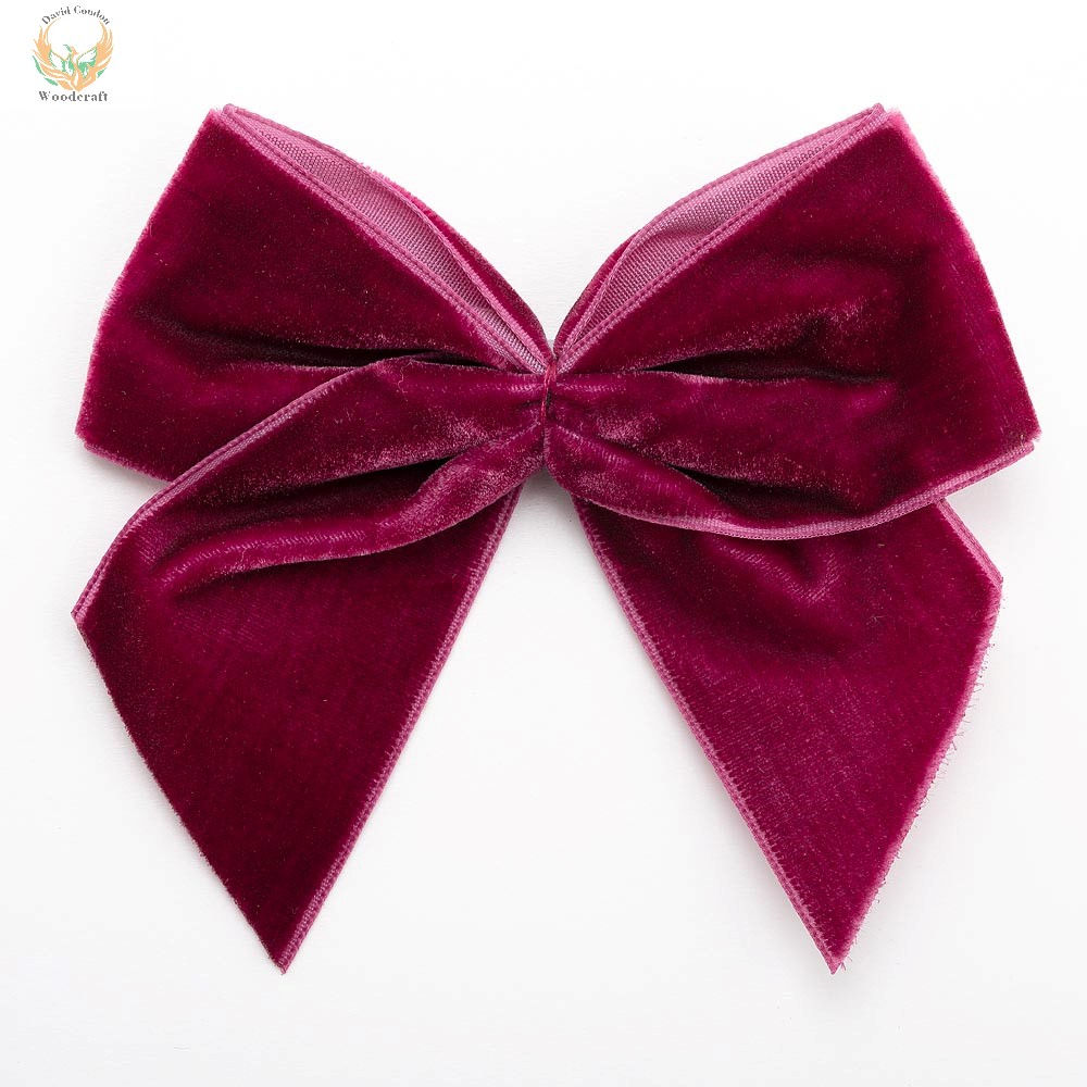 Burgundy 10cm Velvet Ribbon Bow Self Adhesive 6 Pack