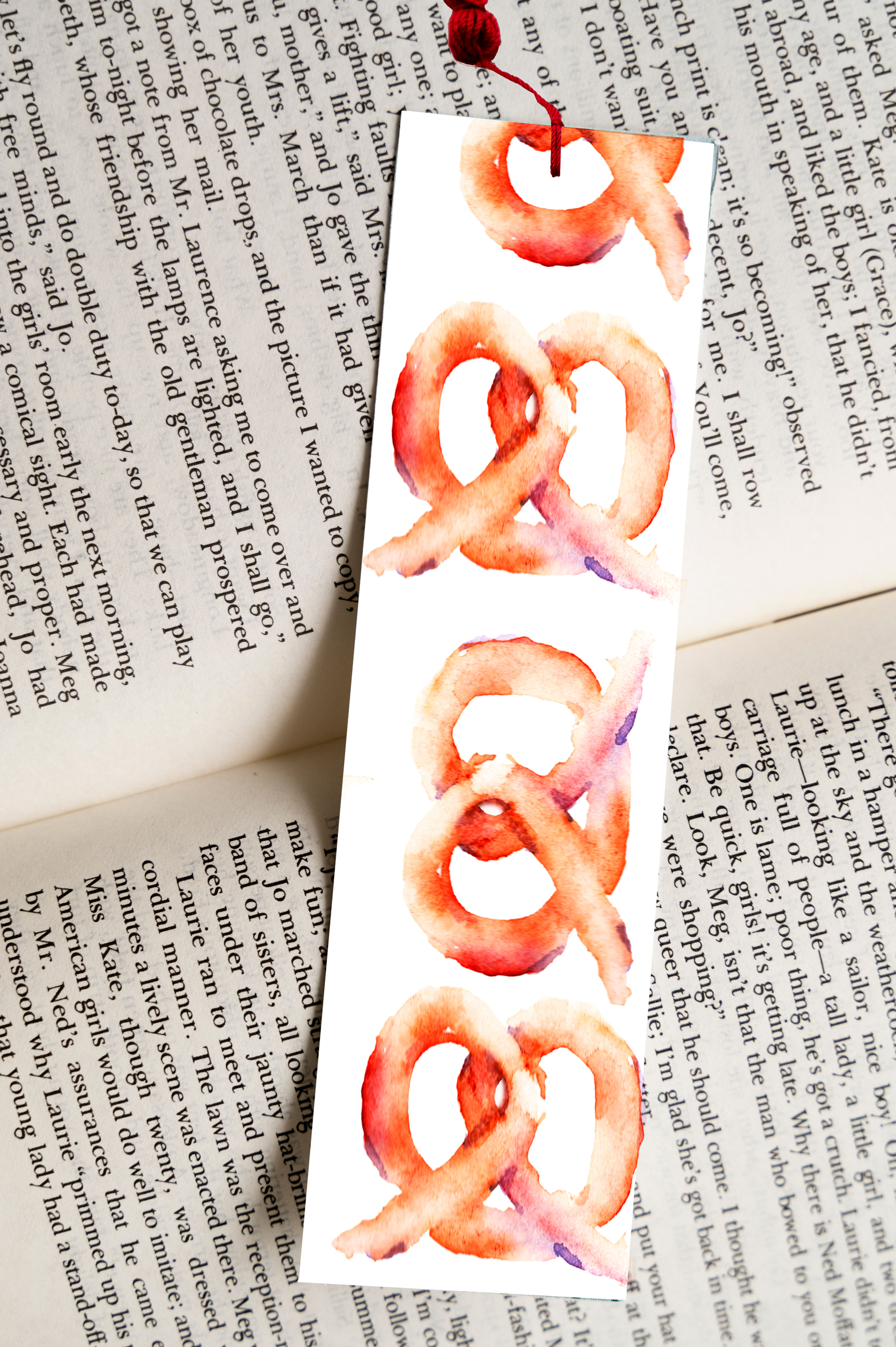 Watercolor Bookmark - Pretzels
