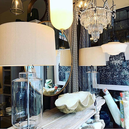 selection of pendant lighting and table lamps