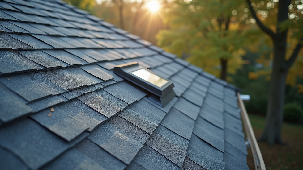 High angle view of a newly installed roof with clean shingles and proper ventilation