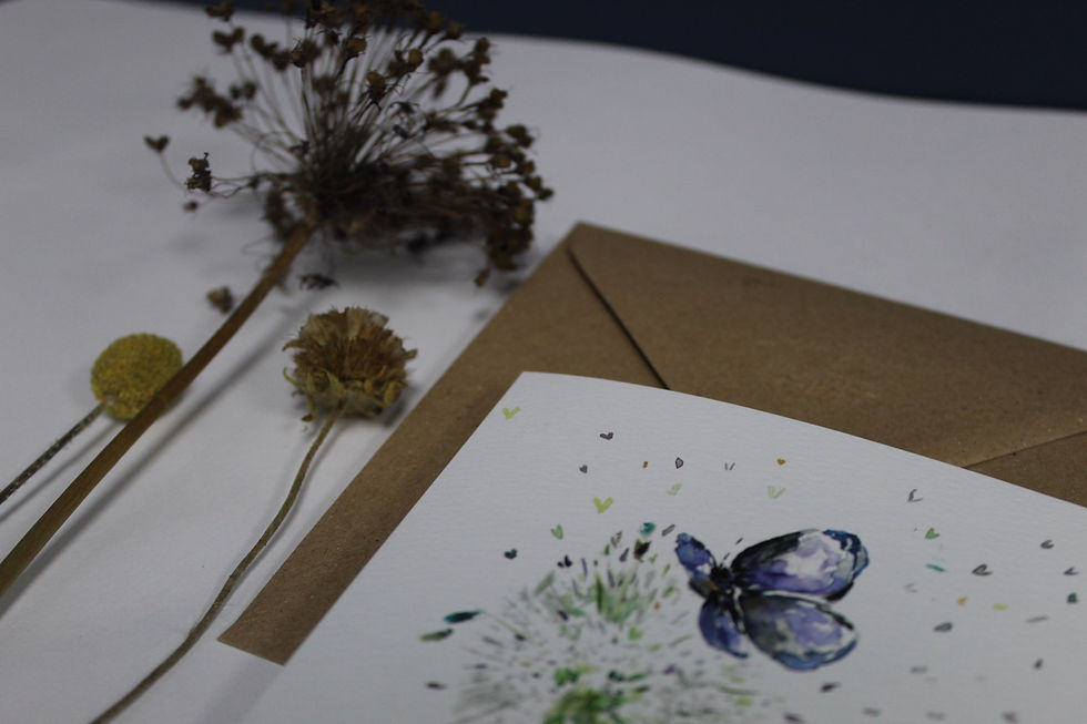 Thumbnail: Dandelion and butterfly square greeting card 