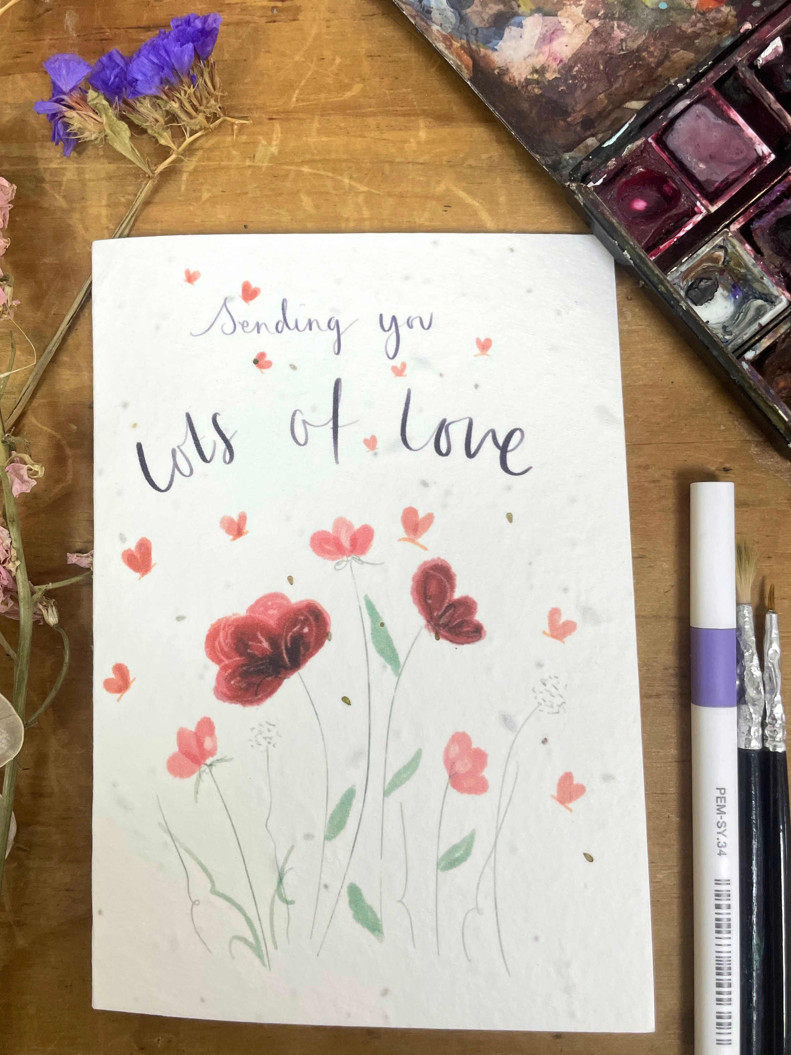 Sending you lots of love, plantable card