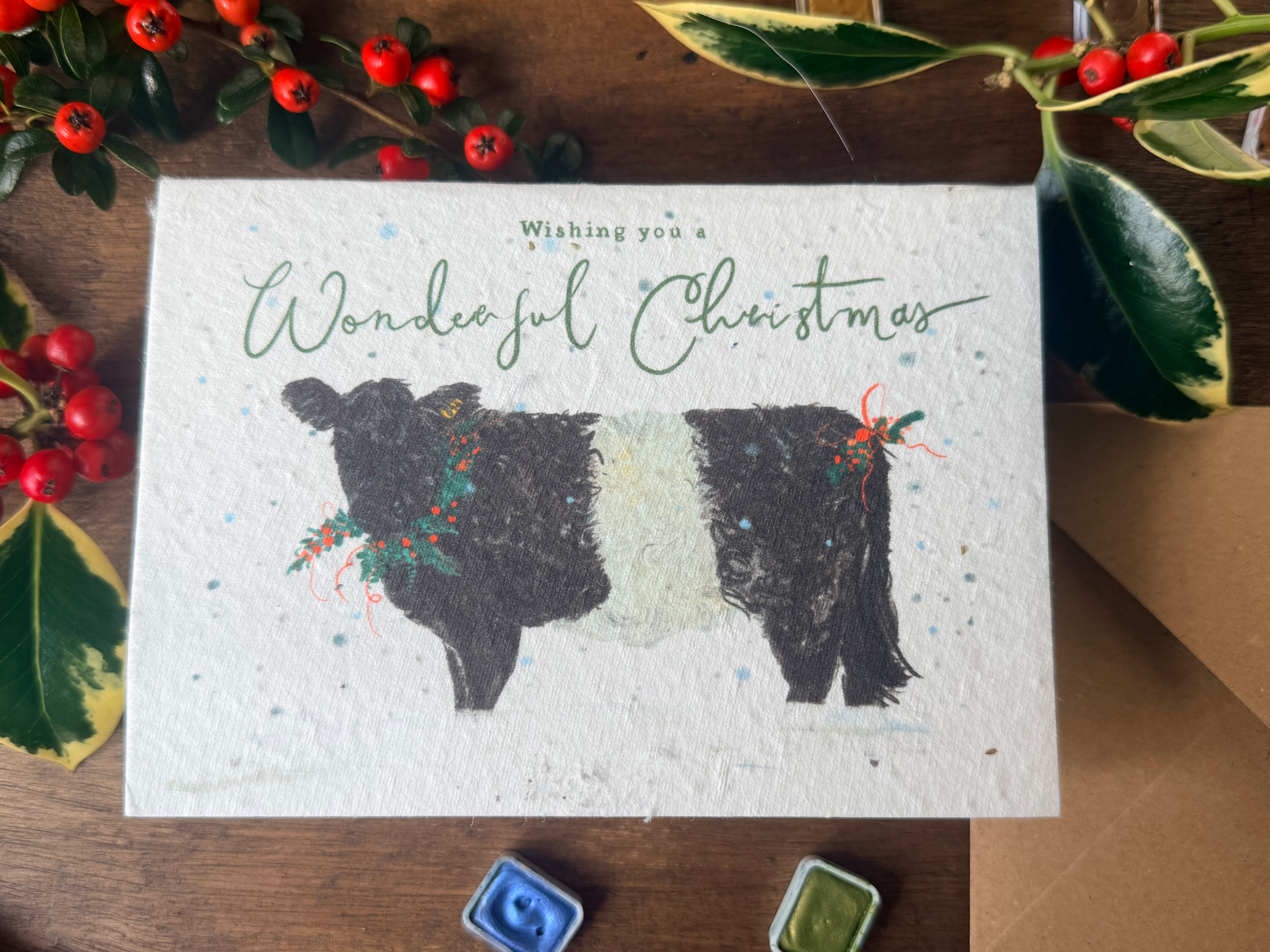 Beltie Cow Wonderful Christmas Plantable Seed Card