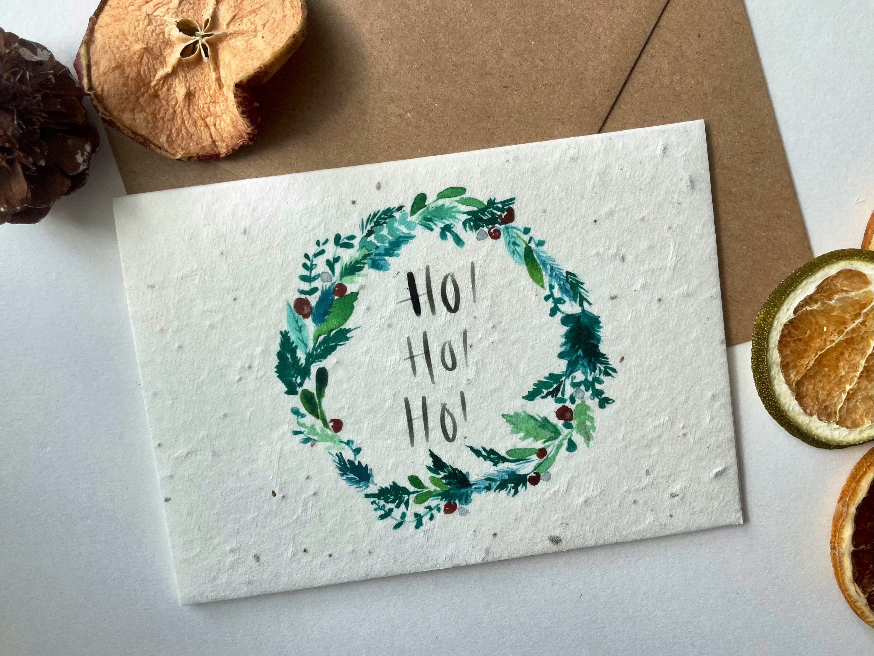 Plantable Ho Ho Ho Wreath Christmas card