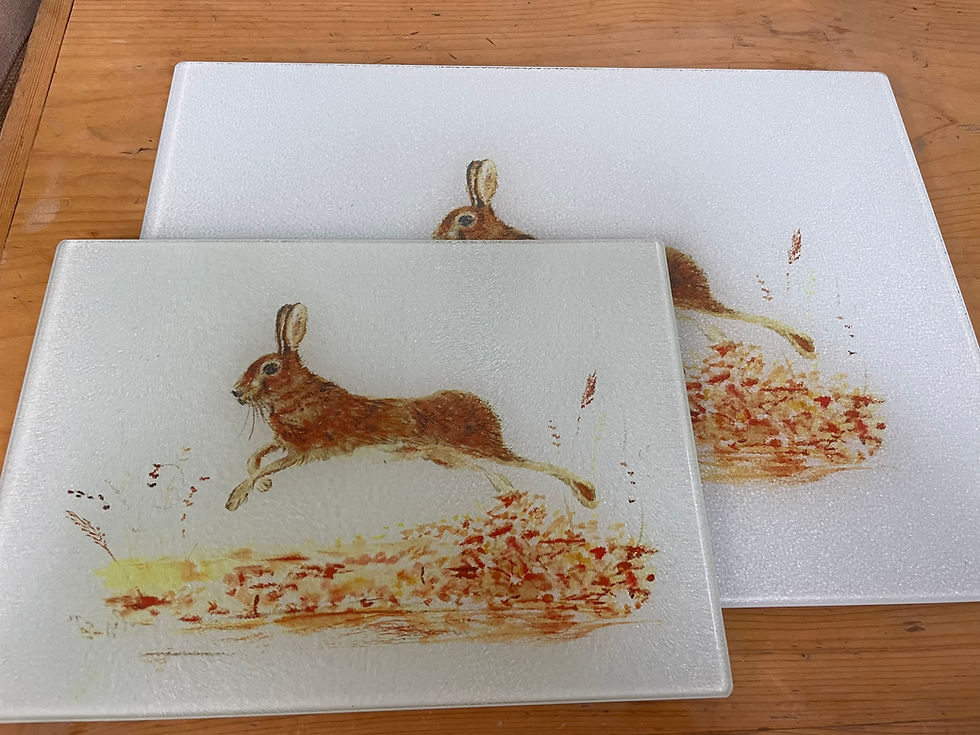 Thumbnail: Autumnal Hare Work Top Saver /  Chopping Board