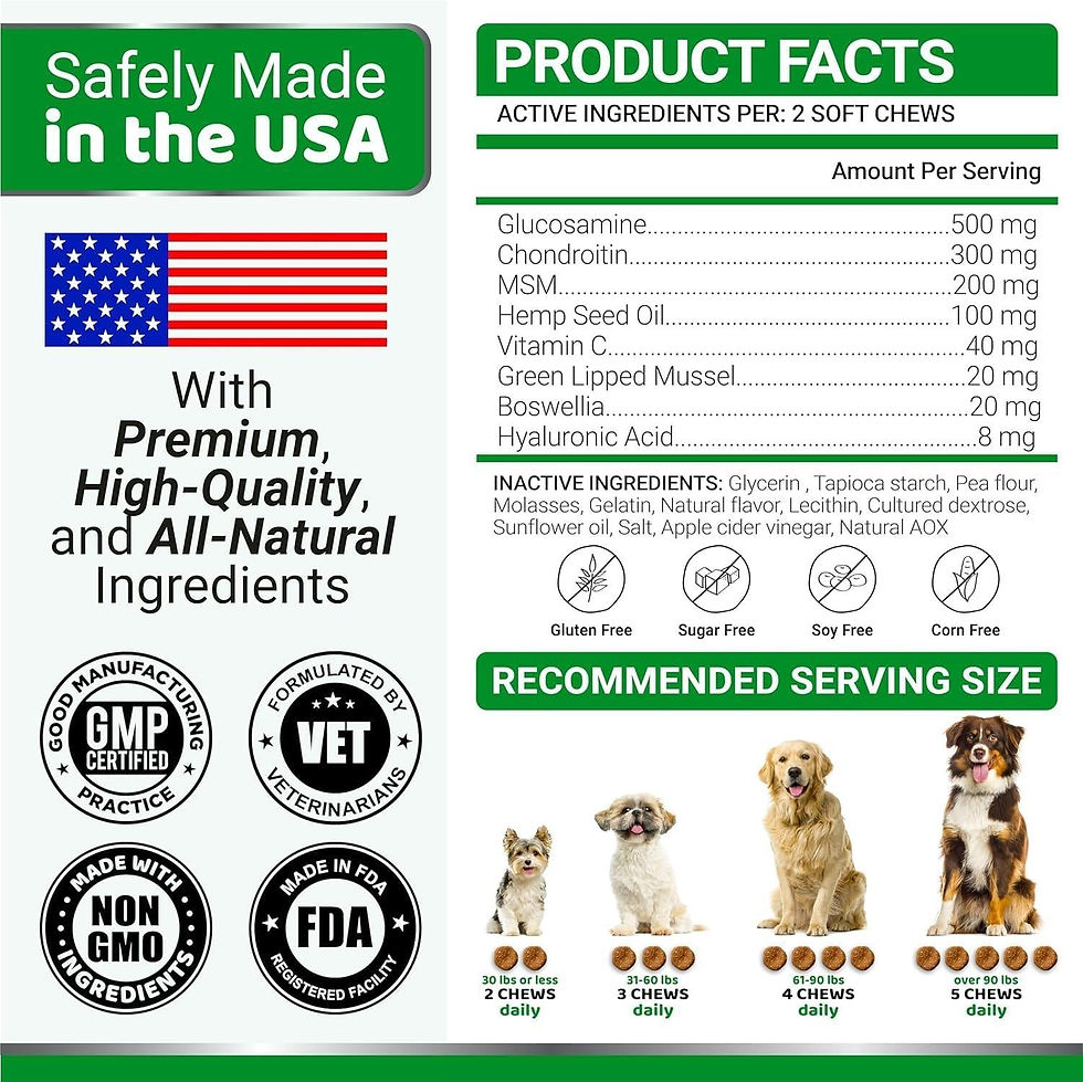 Thumbnail: 2 Pack Glucosamine for Dogs with Chondroitin Joint Pain Relief Made in USA