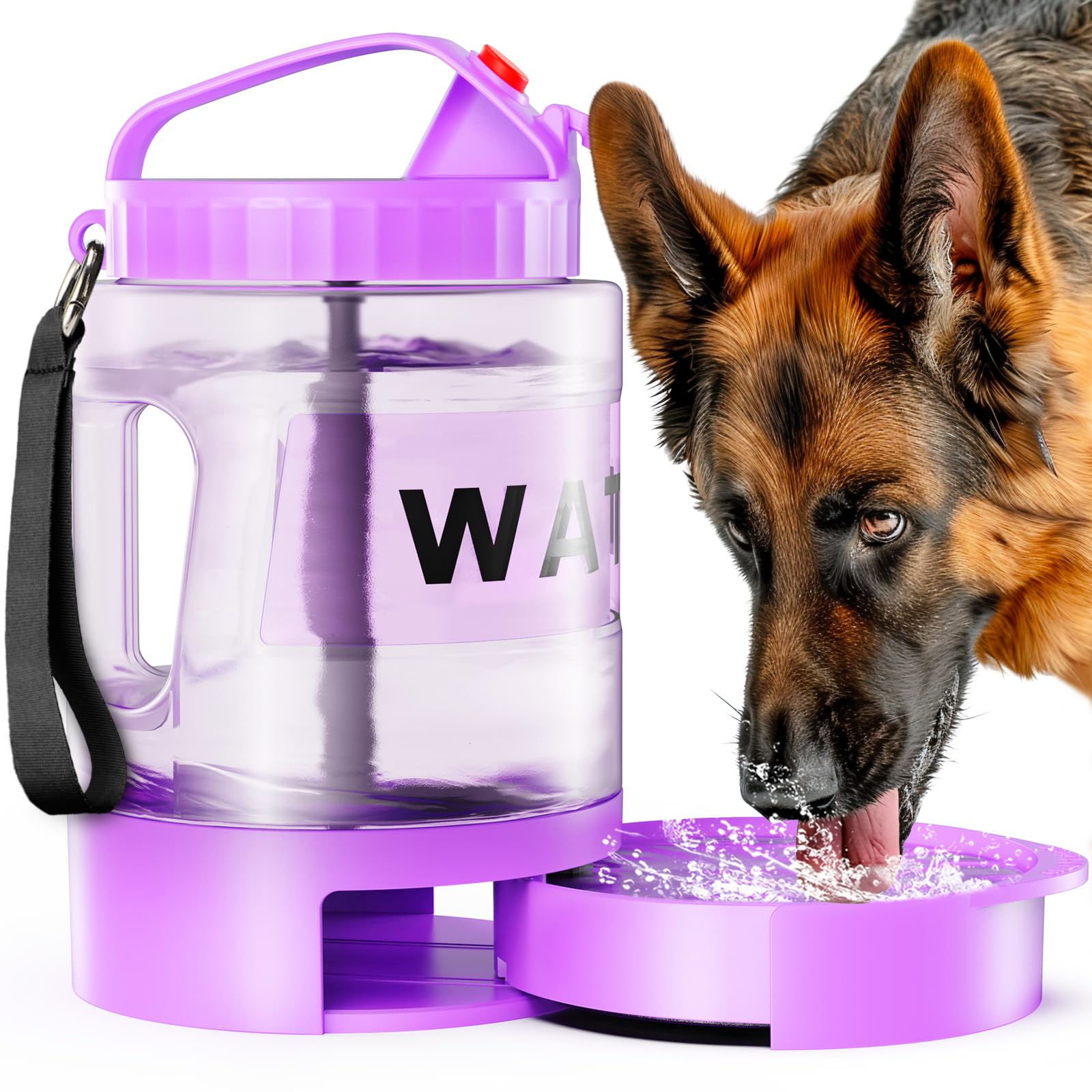 Large-Capacity Dog Travel Water Bottle with Pull-Out Bowl – 77oz