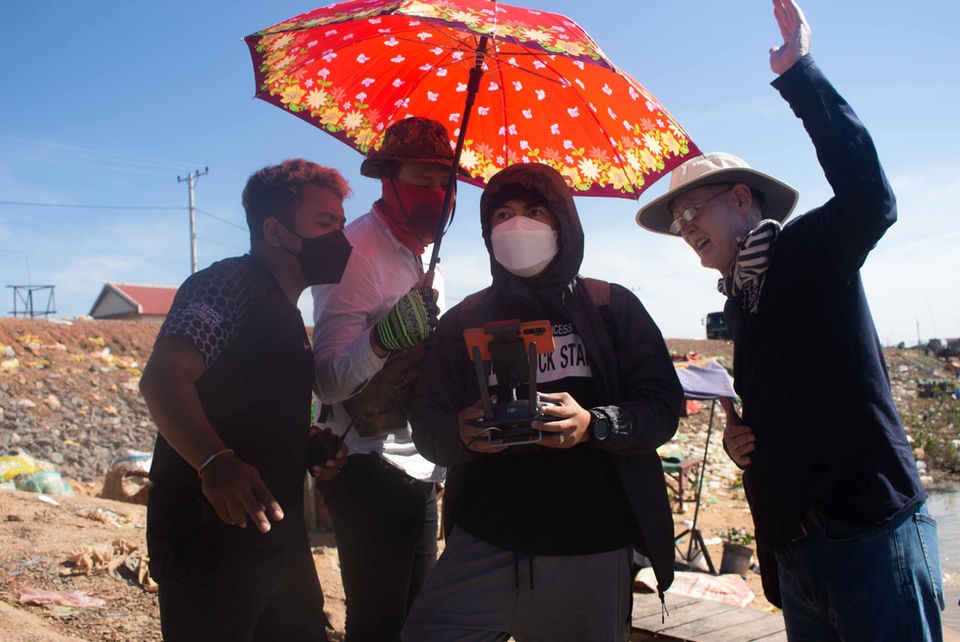 Behind the scenes of BBC Media Action climate change film .Stephen Rae Director in Action. Cambodia