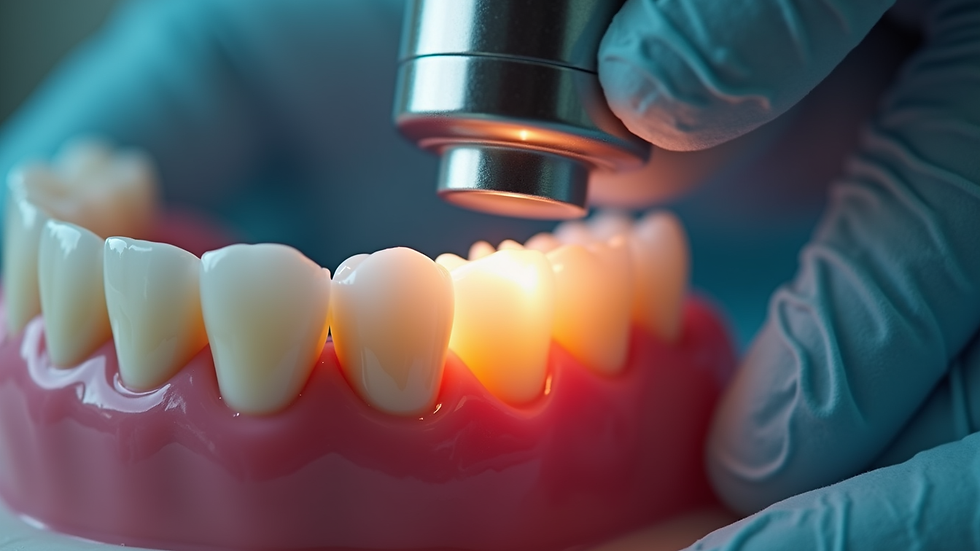 Close-up view of intra-oral camera capturing detailed image of teeth