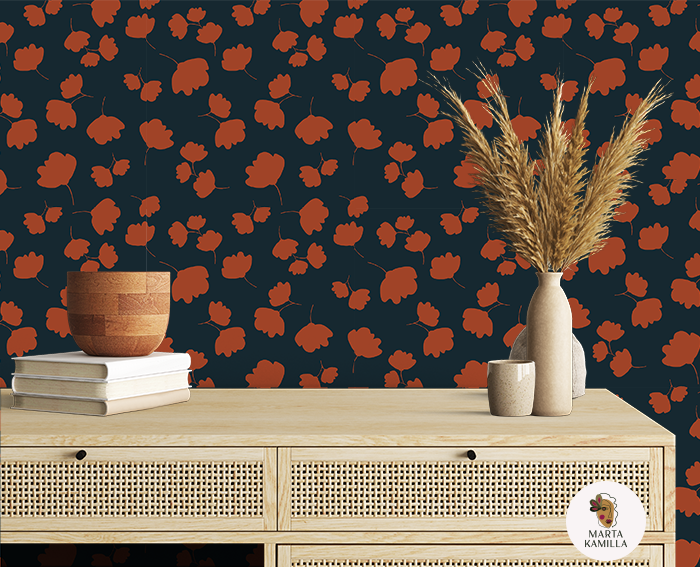 Thumbnail: Scattered Flowers on Navy