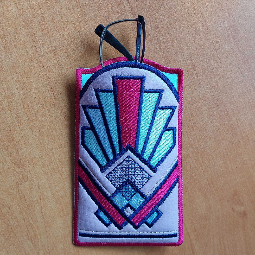 Thumbnail: ITH Pouch for Phone or Glasses -ART DECO -STITCHED & APPLIQUE