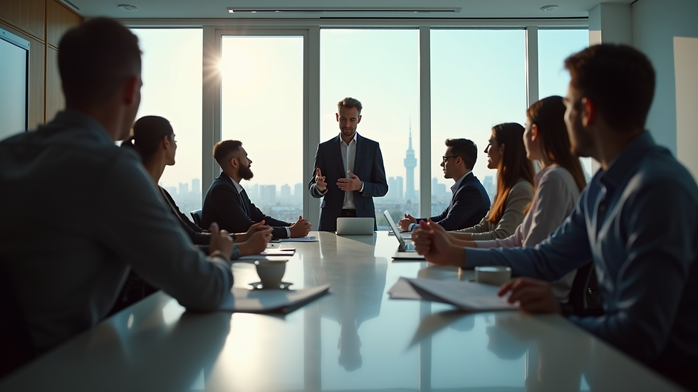 Eye-level view of a training session with participants engaged in discussion