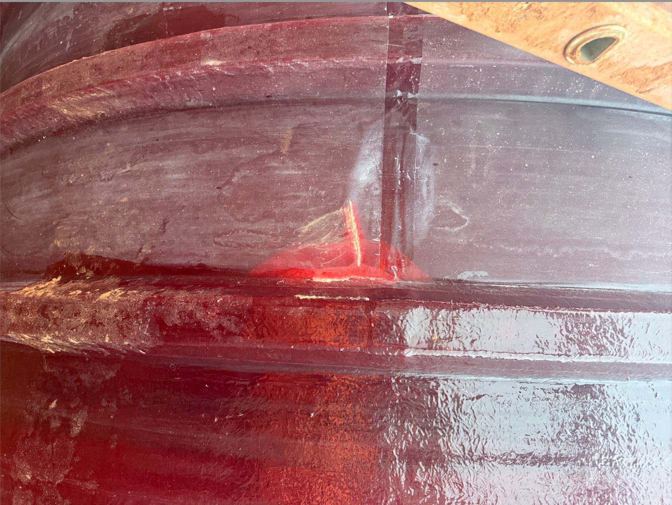 Exterior of an underground storage tank before fiberglass repair