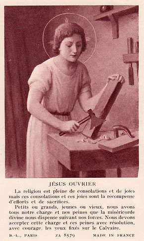 Jésus ouvrier-Etienne Azambre-Image pieuse