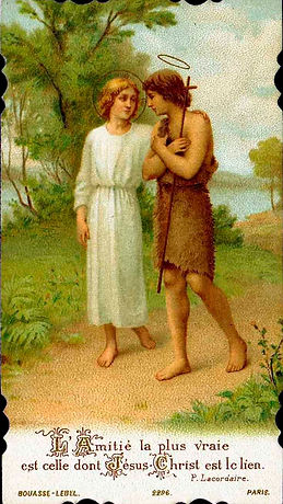 Etienne Azambre-Jésus et St Jean-Baptiste-Image pieuse