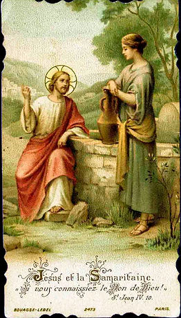 Etienne Azambre-Jésus et la Samaritaine-Image pieuse