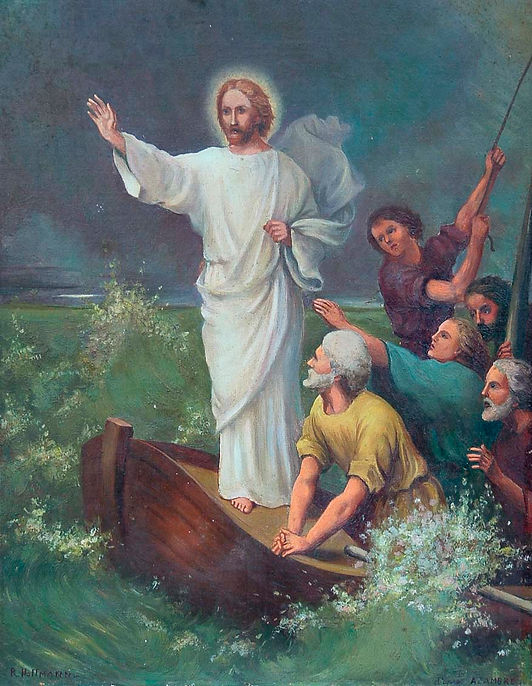 Le Christ apaisant la tempête par Hoffman d'après Etienne Azambre-Tableau religieux