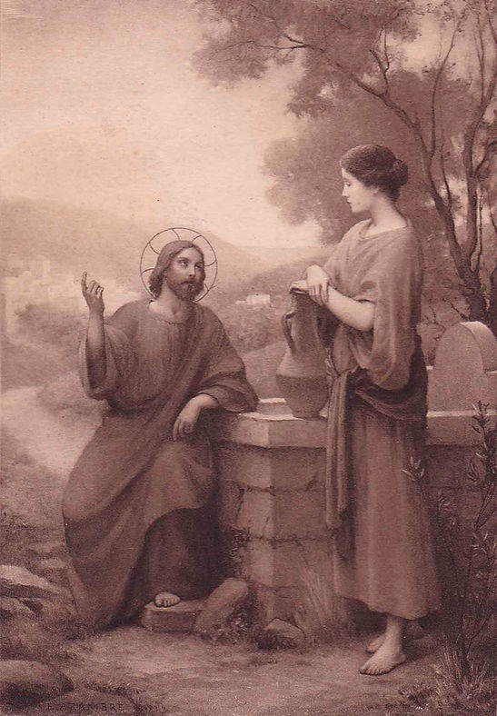 Jésus et la Samaritaine-Etienne Azambre-Image pieuse