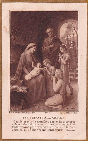 Les enfants à la crèche-Etienne Azambre-Image pieuse