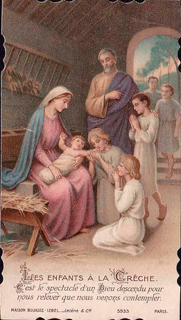 Etienne Azambre-Les enfants à la crèche-Image pieuse
