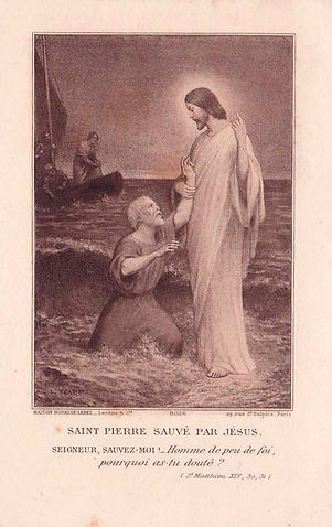Saint Pierre sauvé par Jésus-Etienne Azambre-Image pieuse