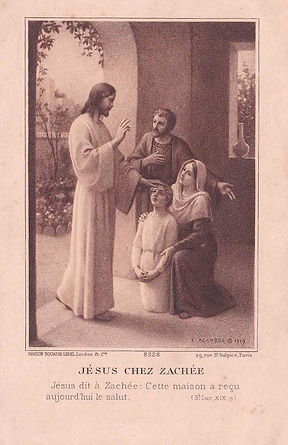Jésus chez Zachée-Etienne Azambre-Image pieuse