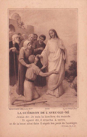 La guérisn de l'aveugle-né. Etienne Azambre-Image pieuse