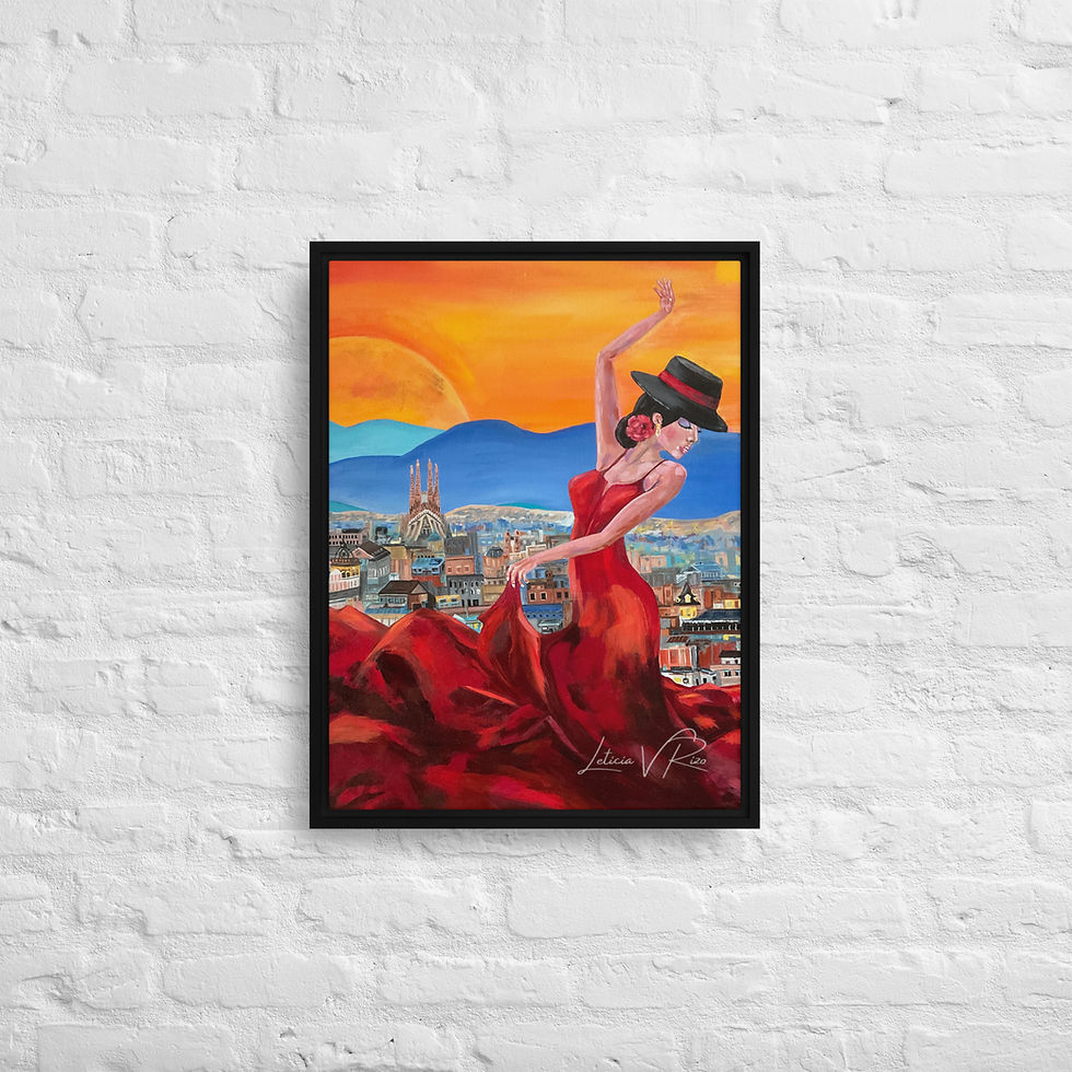 Thumbnail: Barcelona  Flamenco Dancer Framed canvas