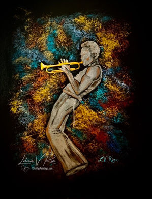 trumpeter, Miles Davis, cool jazz, kinda blue, music art, Leticia V. Rizo artist