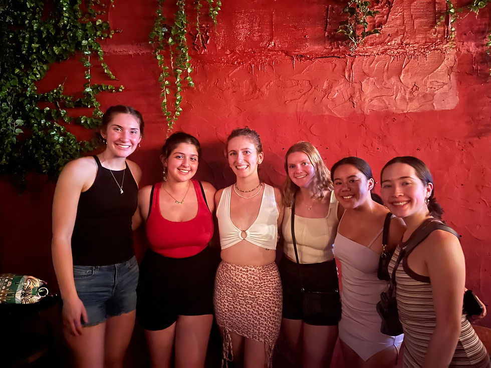 A picture of my friends and I at a place called Buda Bar