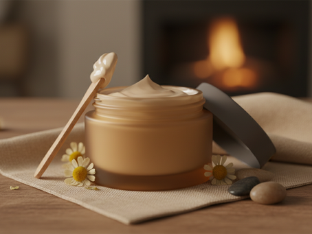 Close-up view of a jar of moisturizer with creamy texture