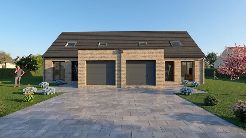 Construction d'une maison double habitation contemporaine en briques prête à louer à Béthune