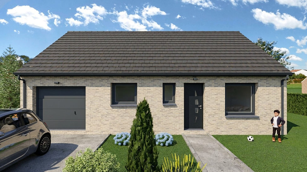 Construction d'une maison de plain-pied en briques de 3 chambres prête à louer à Arras.