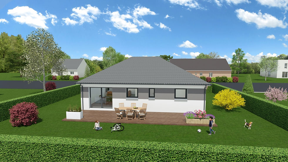 Maison plain-pied en enduit-menuiseries en aluminium