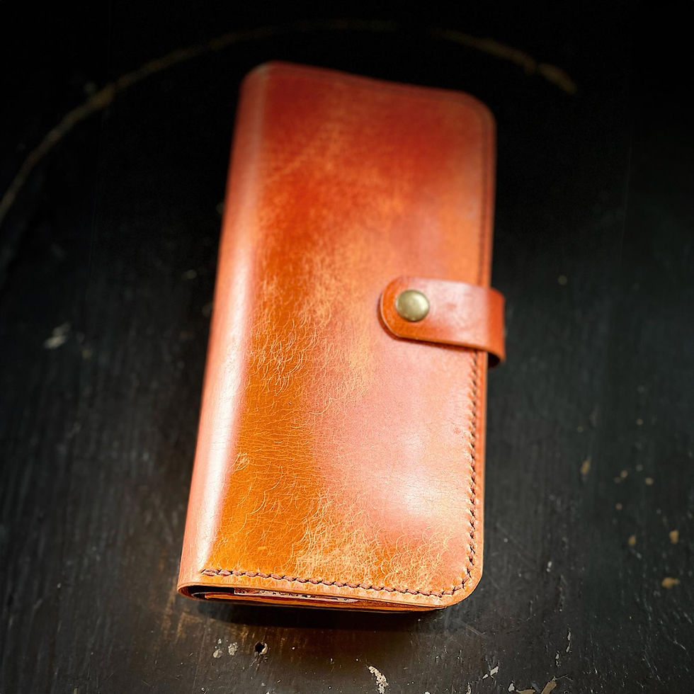 Thumbnail: Orange Gaucho Buffed Oil Leather Clutch Wallet front view