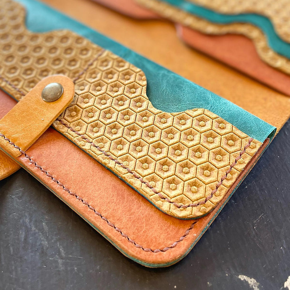 Olmo and Yellow Pueblo Leather Clutch Wallet inside view