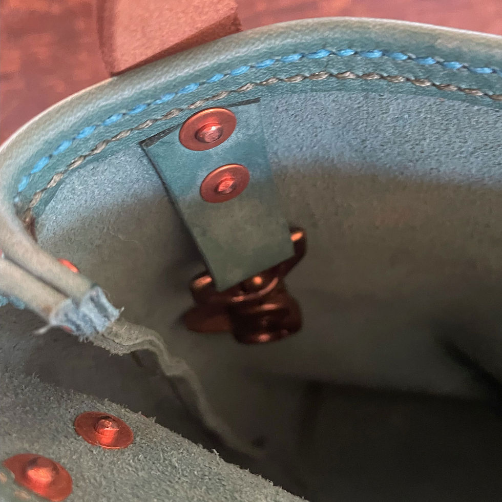 Turquoise Leather Small Tote interior view