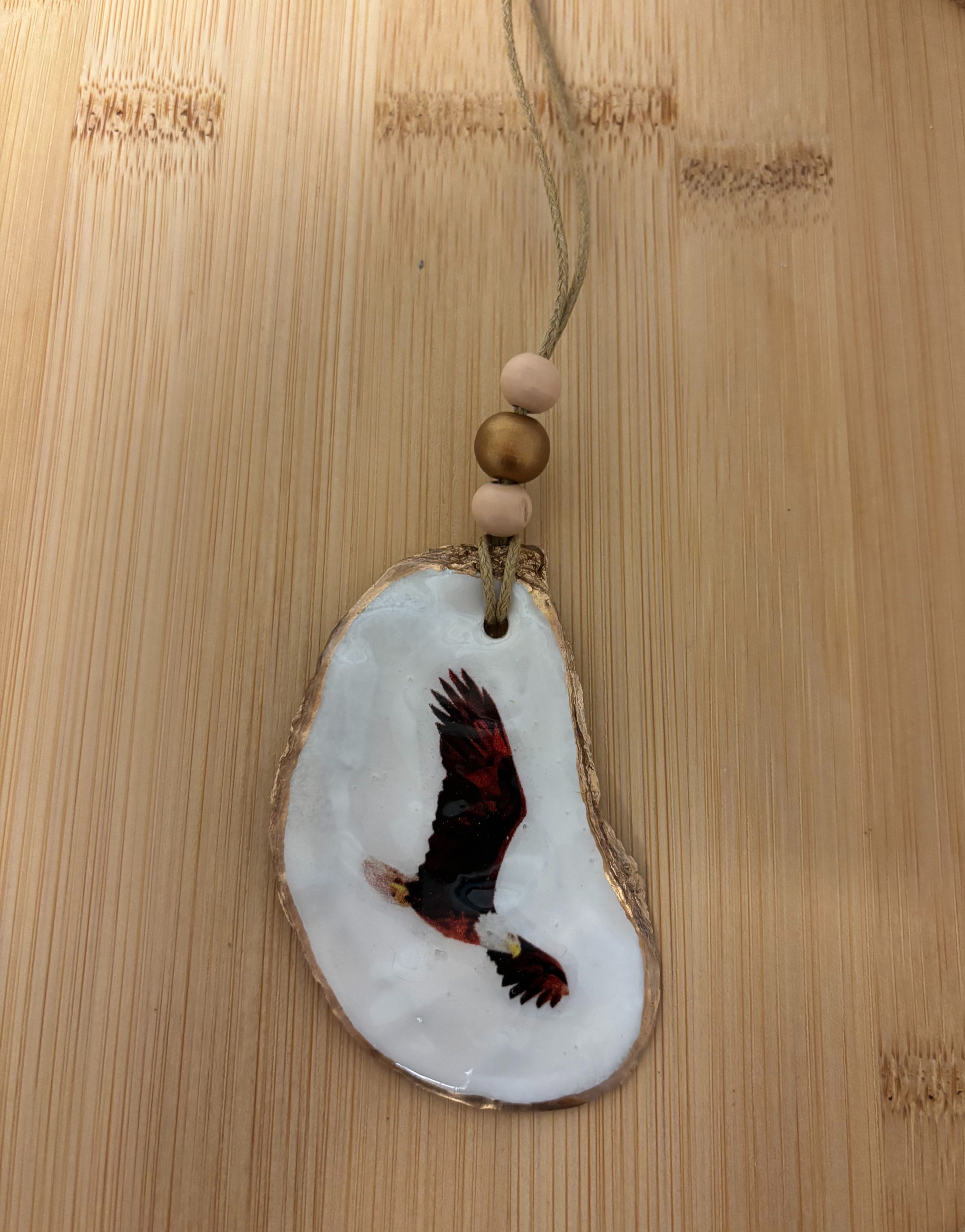 Eagle in Flight Oyster Shell Ornament