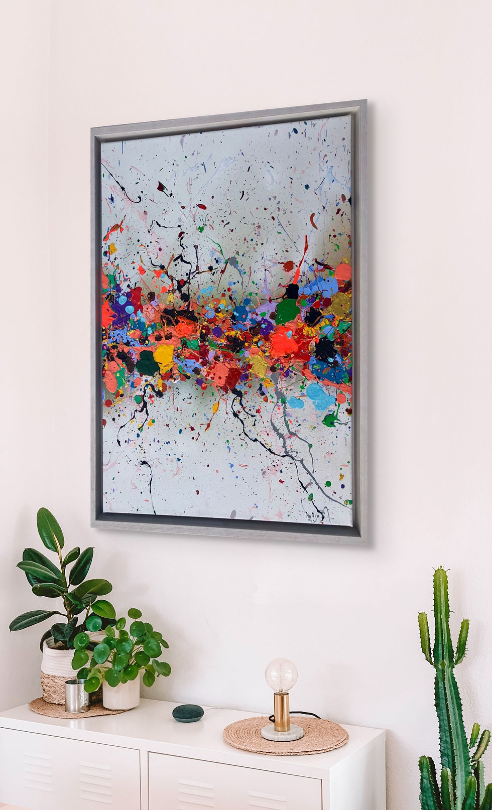 Hedendaags schilderij door Denis De Gloire. De dripping techniek is geinspireerd op de werken van Jackson Pollock.