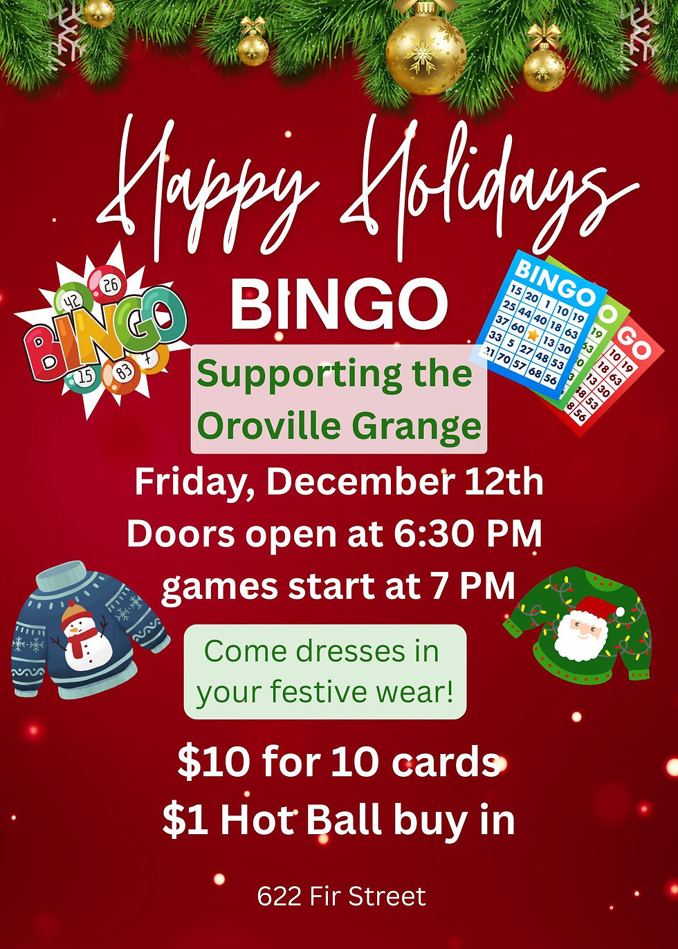 Holiday BINGO at the Grange!