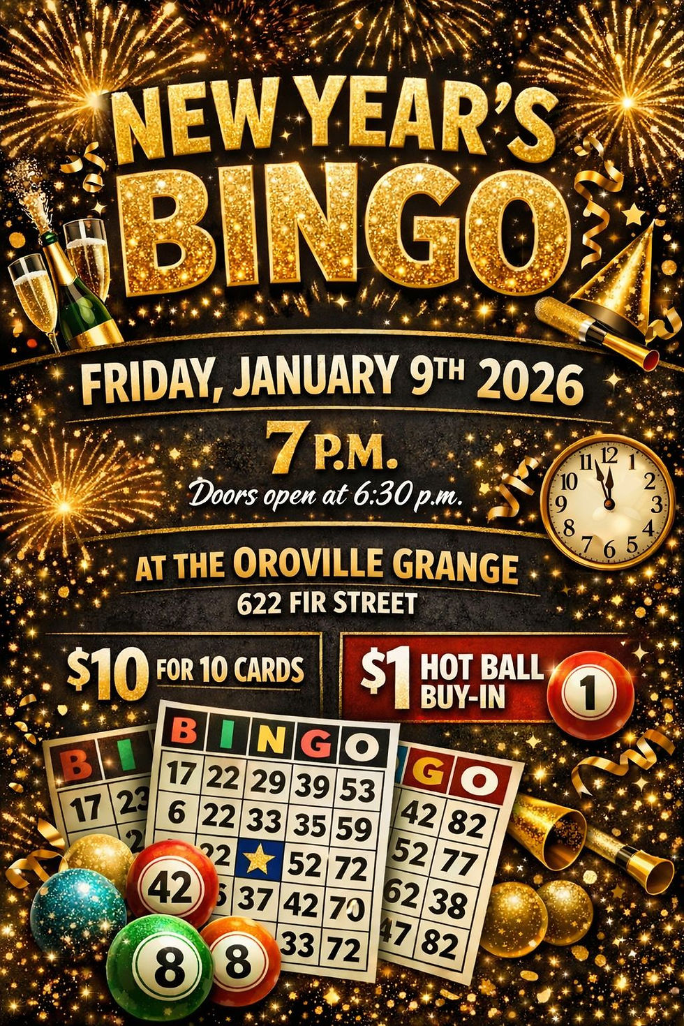 New Year's BINGO at the Oroville Grange Hall