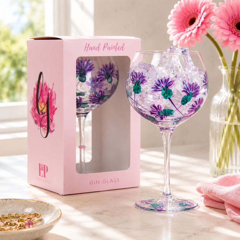 Thistles Gin Glass Hand Painted