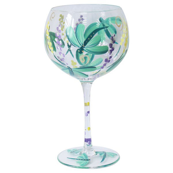 Dragonflies & Lavender  Gin Glass - Hand Painted