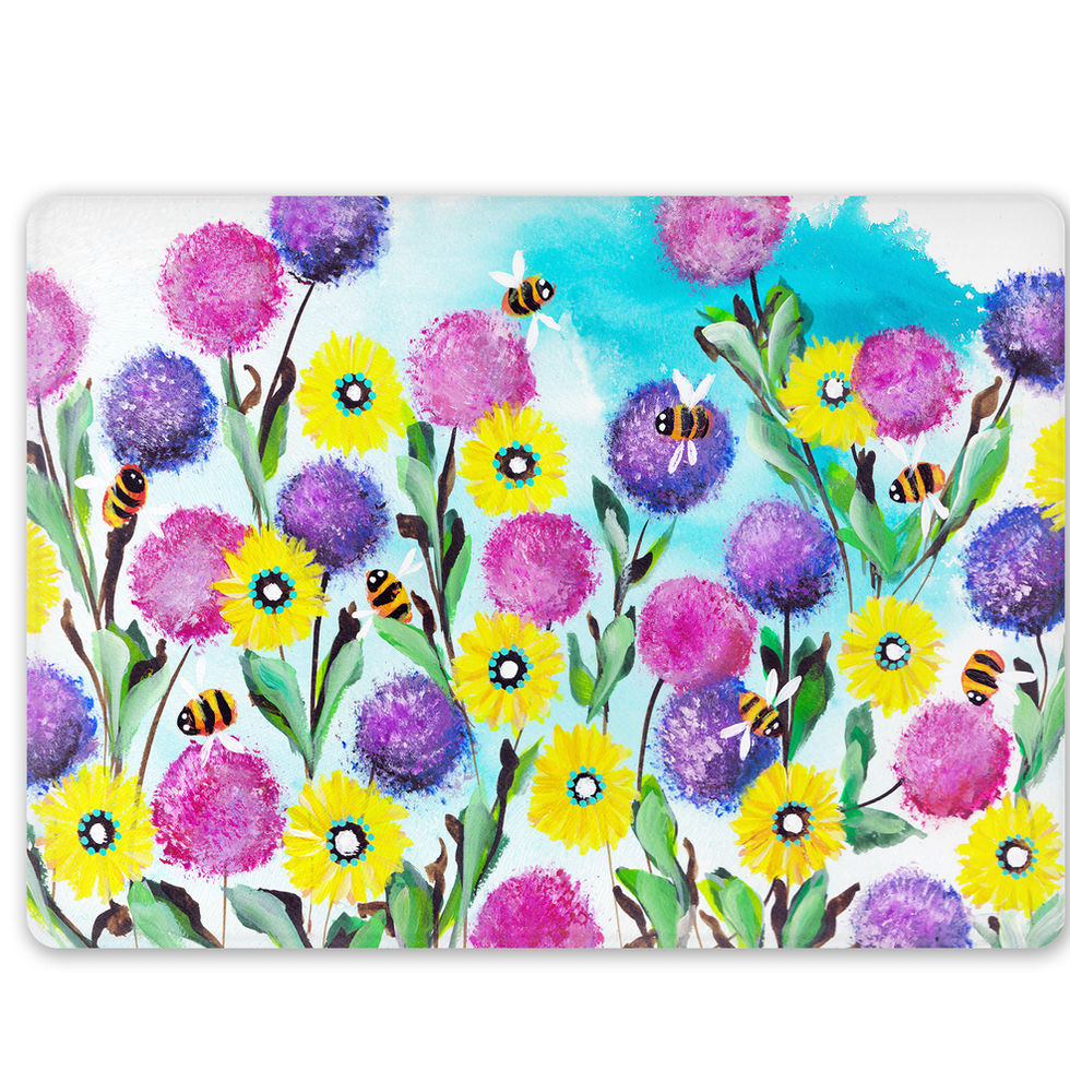 Alliums and Bees Glass Worktop Saver