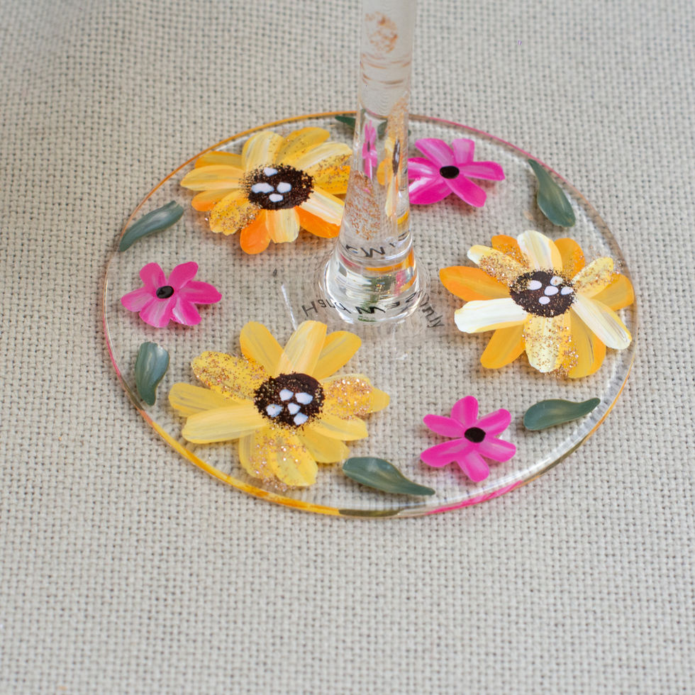 Sunflowers- Gin Glass - Hand Painted