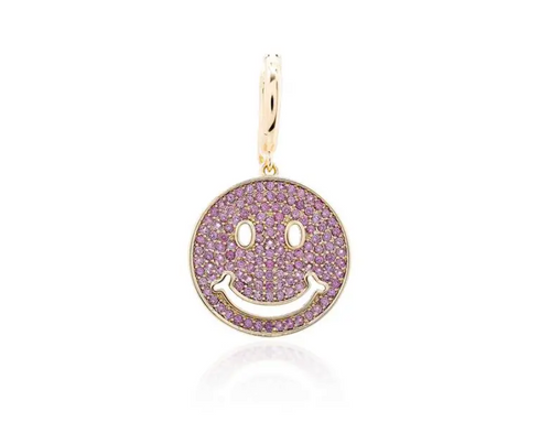 スマイリーフェイス ストラップ ゴールドk18 18K Gold Smiley Face Charm | Lis Jewelry