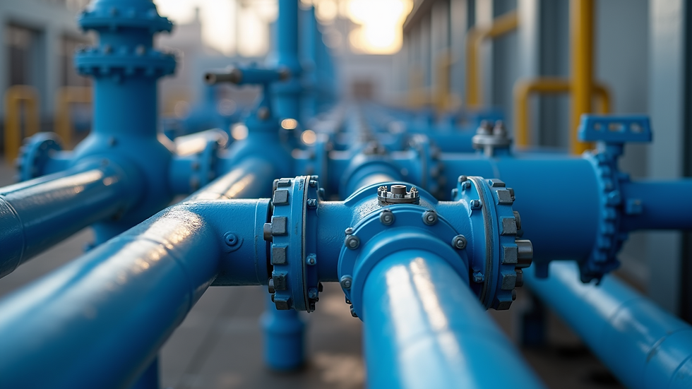 Close-up view of RO skid piping connections during installation