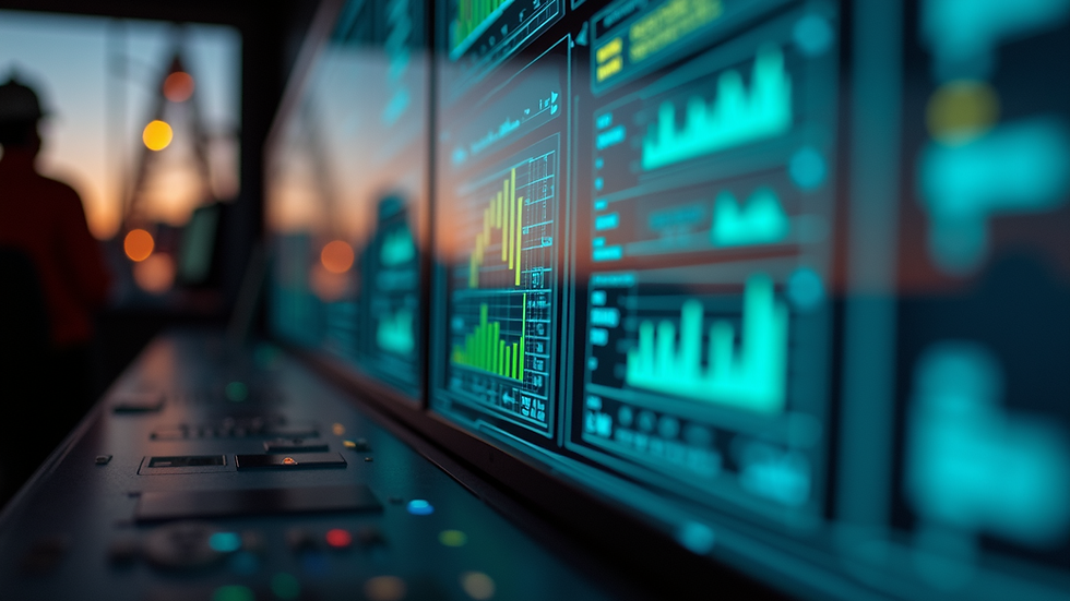 Close-up view of digital control panel monitoring oil rig operations