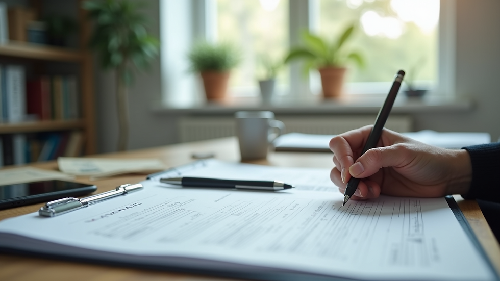 Eye-level view of a tidy office workspace with planning tools